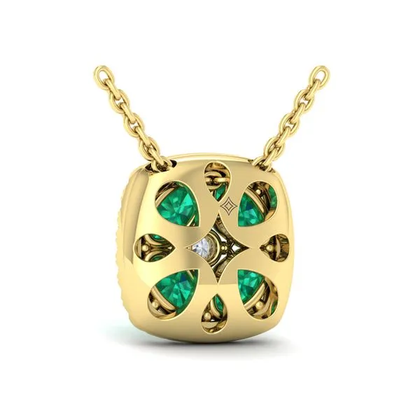 Diamond Cushion Halo and Multi Oval Emerald with Center Diamond Necklace Image 3 James & Williams Jewelers Berwyn, IL