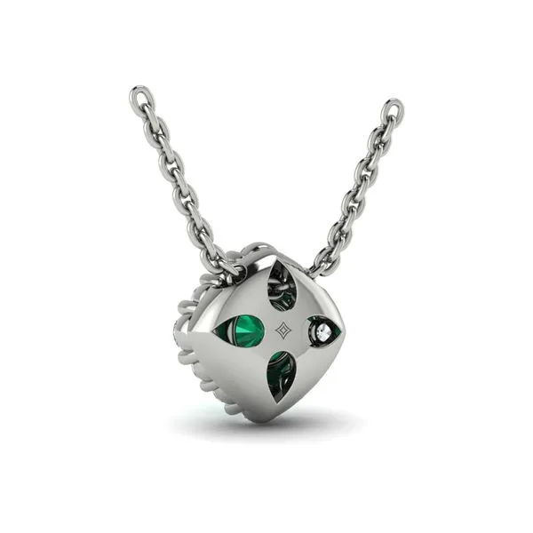 Diamond Halo and Round Emerald Center Pendant Image 3 James & Williams Jewelers Berwyn, IL