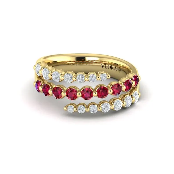 Diamond and Ruby Three Row Wrap Ring Image 2 James & Williams Jewelers Berwyn, IL