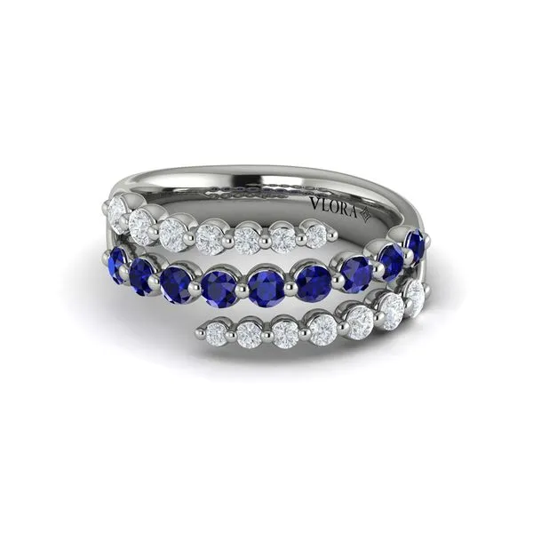 Diamond and Blue Sapphire Three Row Wrap Ring Image 2 James & Williams Jewelers Berwyn, IL