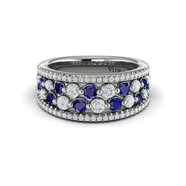 Diamond and Blue Sapphire Cluster Statement Ring Image 2 James & Williams Jewelers Berwyn, IL