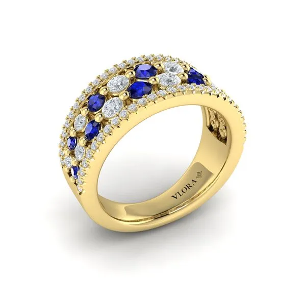 Diamond and Blue Sapphire Cluster Statement Ring James & Williams Jewelers Berwyn, IL