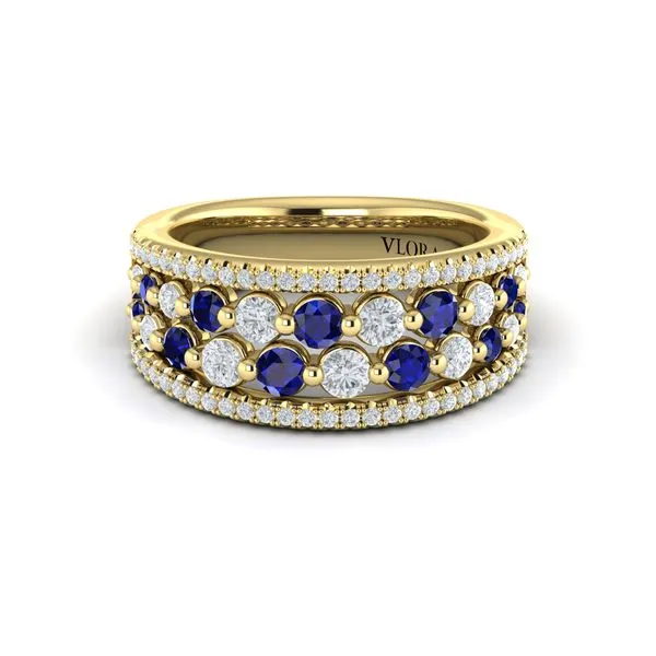 Diamond and Blue Sapphire Cluster Statement Ring Image 2 James & Williams Jewelers Berwyn, IL