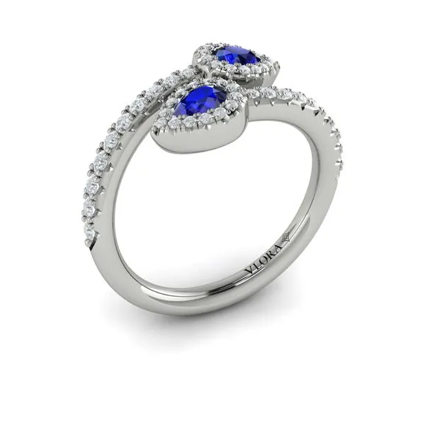 Diamond Wrapped Pear Blue Sapphire Ring James & Williams Jewelers Berwyn, IL