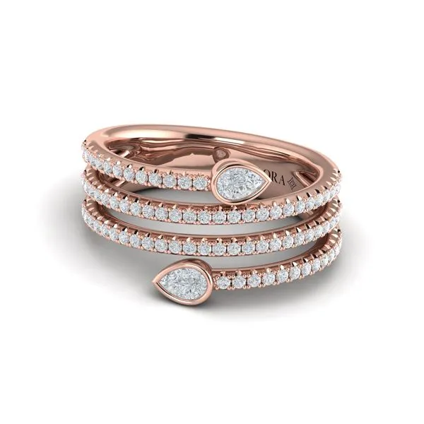 Diamond Three Row Diamond Pear Wrap Ring Image 2 James & Williams Jewelers Berwyn, IL