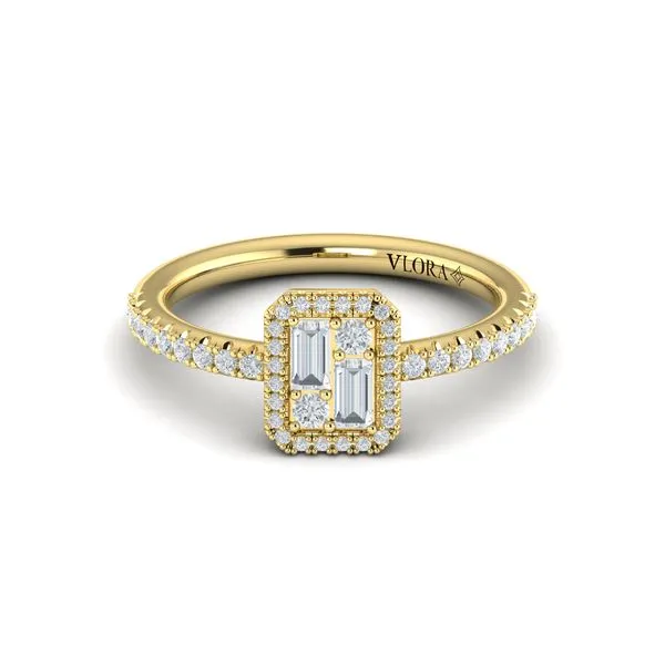 Diamond Halo with Diamond Baguettes Ring  Image 2 James & Williams Jewelers Berwyn, IL
