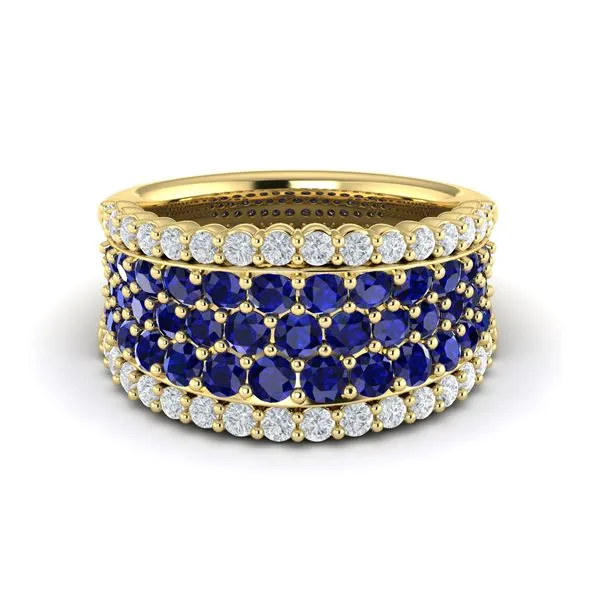 Diamond and Sapphire Multi-Row Statement Ring Image 2 James & Williams Jewelers Berwyn, IL