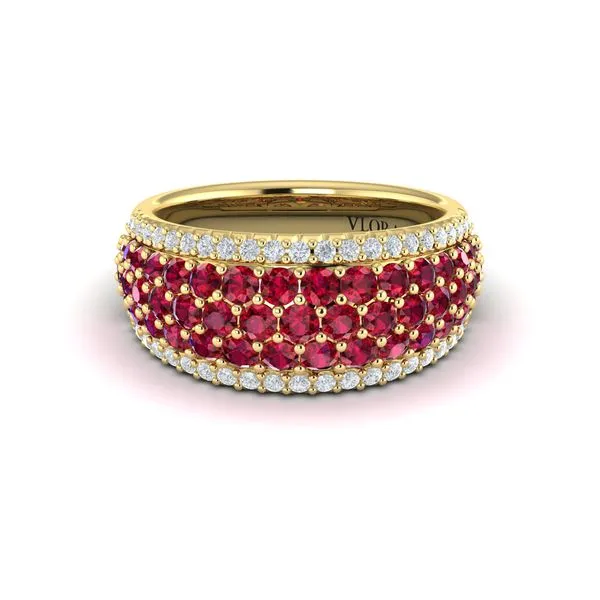 Diamond and Ruby Multi-Row Statement Ring Image 2 James & Williams Jewelers Berwyn, IL