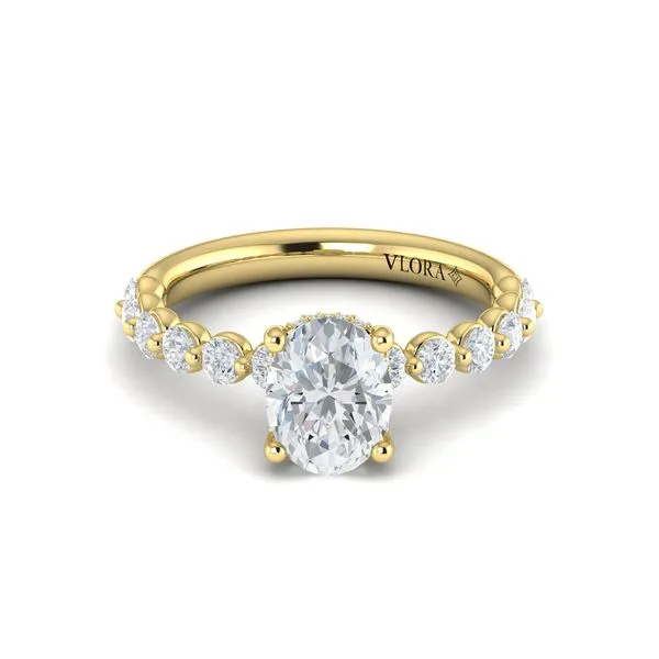 Classic Oval Engagement Ring with Floating Diamond Band Image 2 James & Williams Jewelers Berwyn, IL