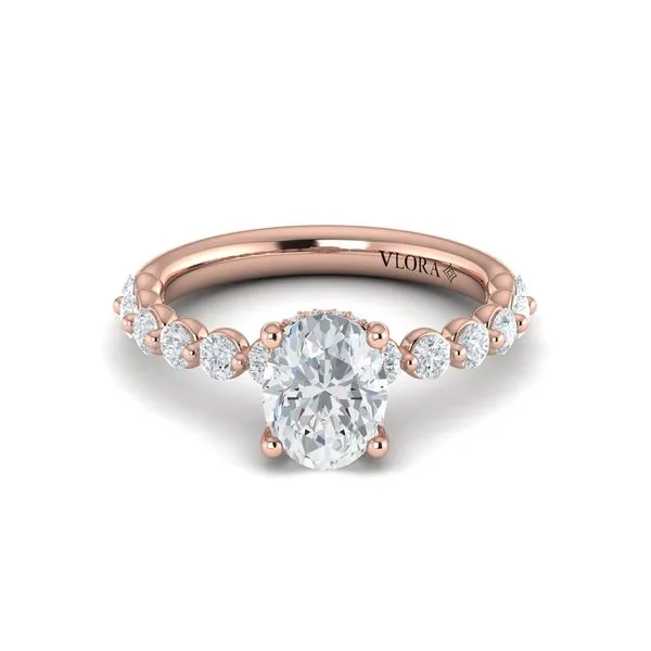 Classic Oval Engagement Ring with Floating Diamond Band Image 2 James & Williams Jewelers Berwyn, IL
