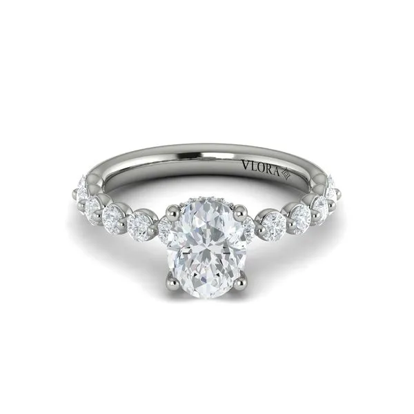 Classic Oval Engagement Ring with Floating Diamond Band Image 2 James & Williams Jewelers Berwyn, IL