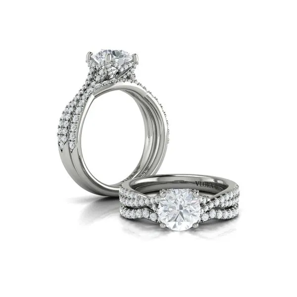 Woven Pave Round Diamond Engagement Ring Image 4 James & Williams Jewelers Berwyn, IL