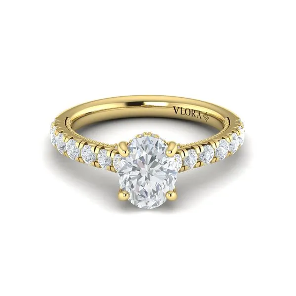 French Cathedral Oval Hidden Halo Engagement Ring Image 2 James & Williams Jewelers Berwyn, IL