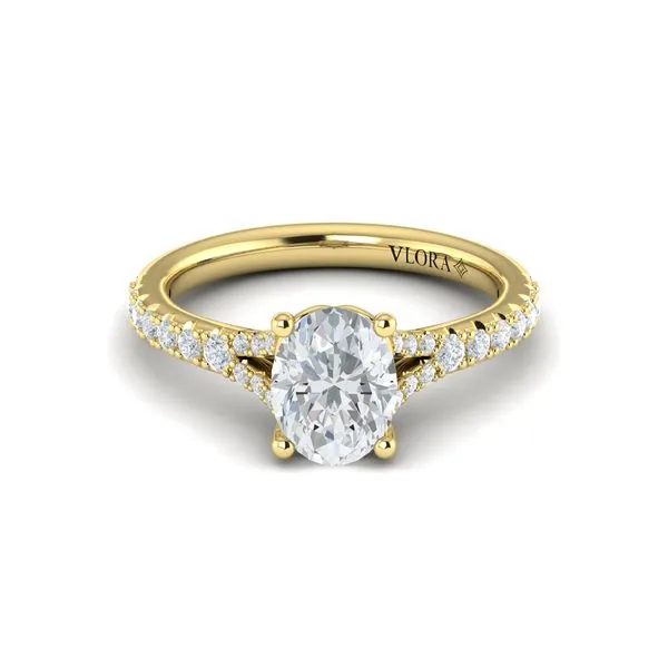 Splendid Cathedral Split Shank Oval Engagement Ring Image 2 Mitchell's Jewelry Norman, OK