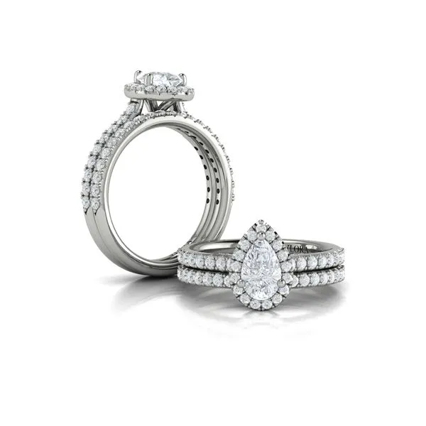 Pretty Pear Halo Engagement Ring Image 4 James & Williams Jewelers Berwyn, IL