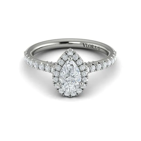Pretty Pear Halo Engagement Ring Image 2 James & Williams Jewelers Berwyn, IL