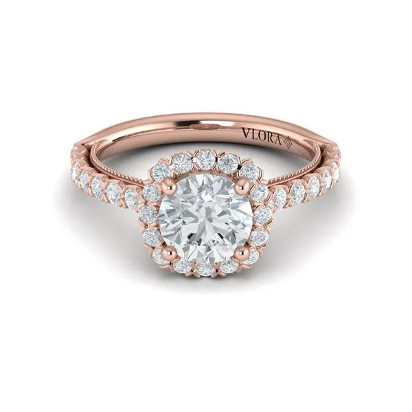 Floral Halo Round Engagement Ring Image 2 James & Williams Jewelers Berwyn, IL