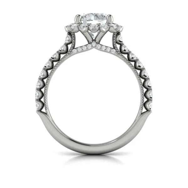 Floral Halo Round Engagement Ring Image 3 Mitchell's Jewelry Norman, OK