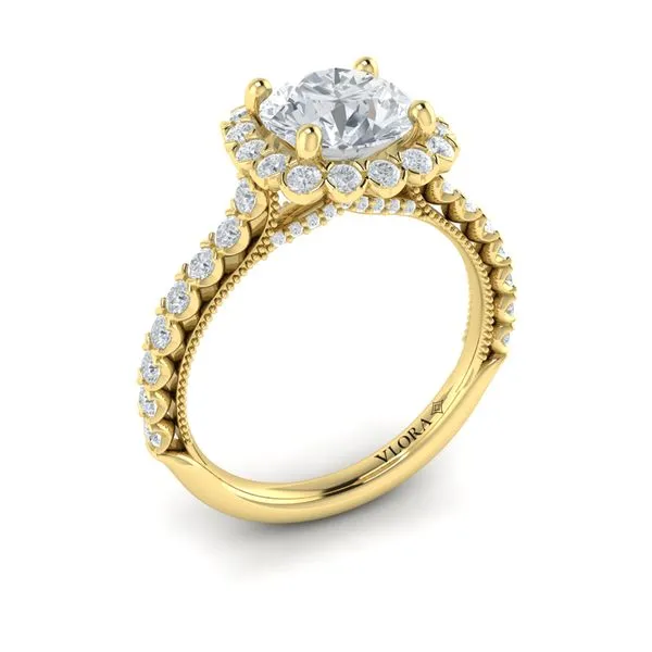 Floral Halo Round Engagement Ring James & Williams Jewelers Berwyn, IL