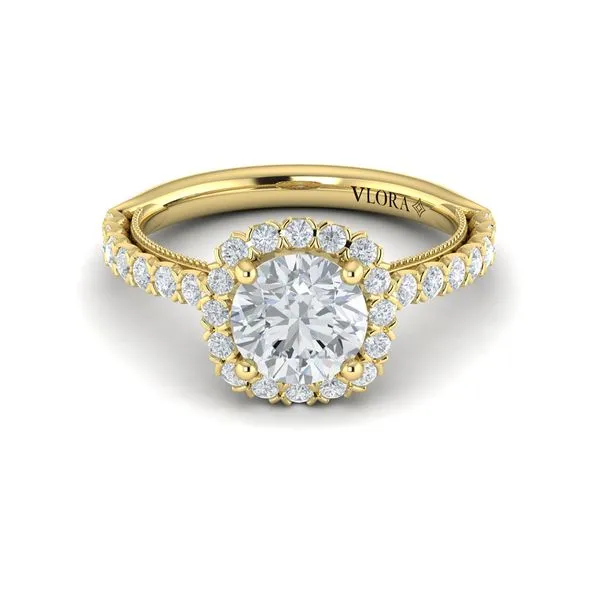 Floral Halo Round Engagement Ring Image 2 James & Williams Jewelers Berwyn, IL