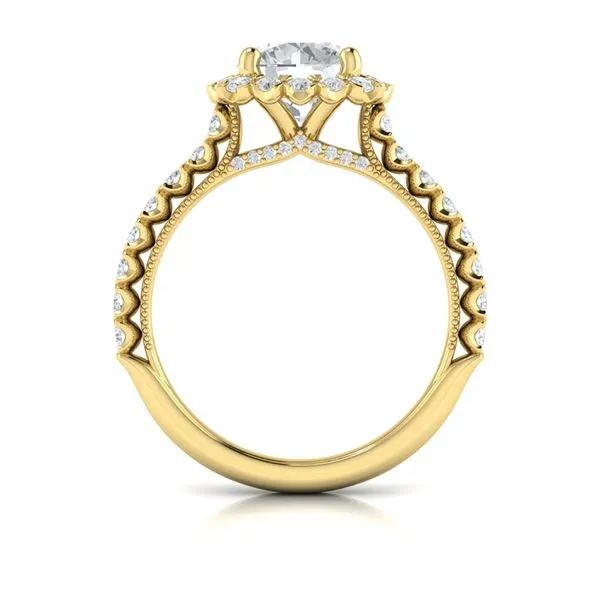 Floral Halo Round Engagement Ring Image 3 James & Williams Jewelers Berwyn, IL