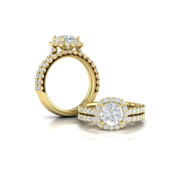 Floral Halo Round Engagement Ring Image 4 James & Williams Jewelers Berwyn, IL