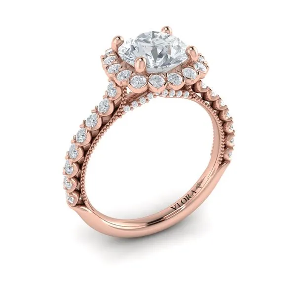 Floral Halo Round Engagement Ring James & Williams Jewelers Berwyn, IL