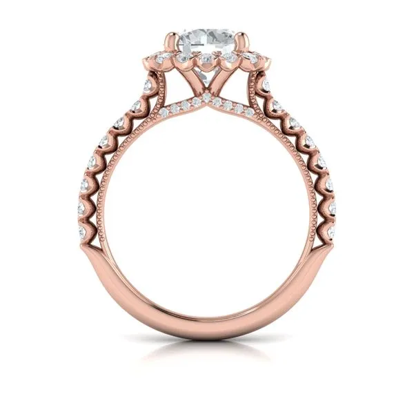 Floral Halo Round Engagement Ring Image 3 James & Williams Jewelers Berwyn, IL