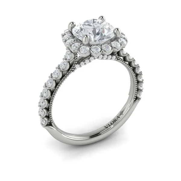 Floral Halo Round Engagement Ring James & Williams Jewelers Berwyn, IL