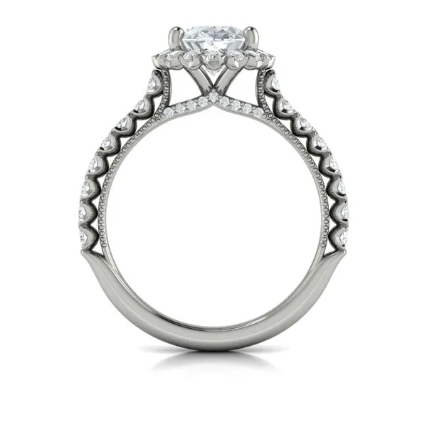 Floral Halo Oval Engagement Ring Image 3 James & Williams Jewelers Berwyn, IL