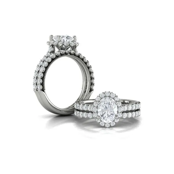 Floral Halo Oval Engagement Ring Image 4 James & Williams Jewelers Berwyn, IL