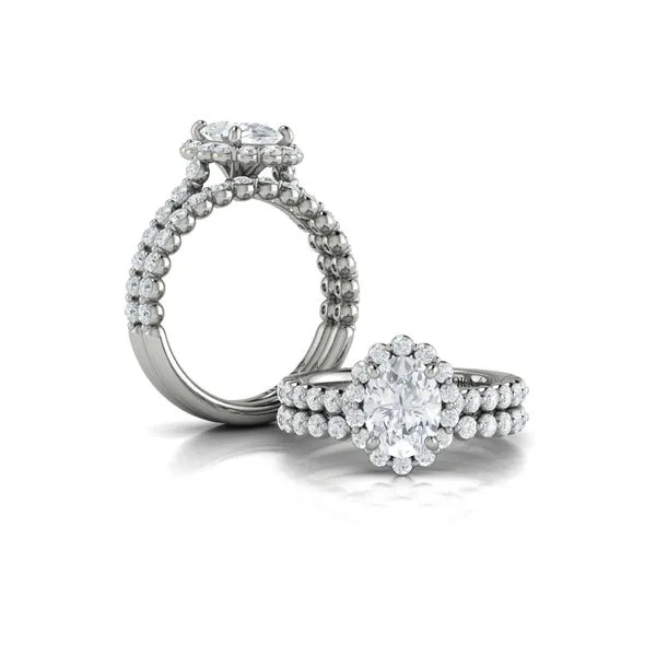 Floating Halo Oval Engagement Ring Image 4 James & Williams Jewelers Berwyn, IL