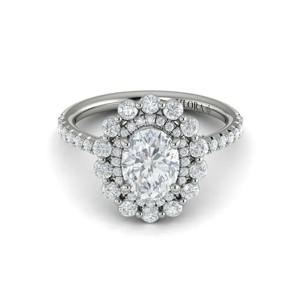 Floral Double Halo Oval Engagement Ring Image 2 James & Williams Jewelers Berwyn, IL