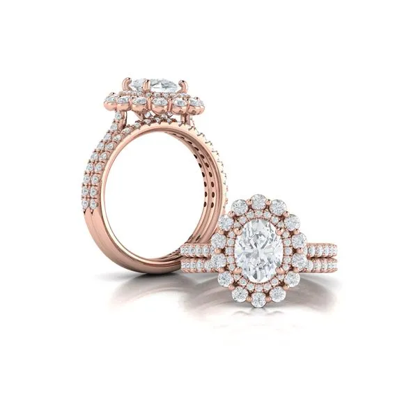 Floral Double Halo Oval Engagement Ring Image 4 James & Williams Jewelers Berwyn, IL