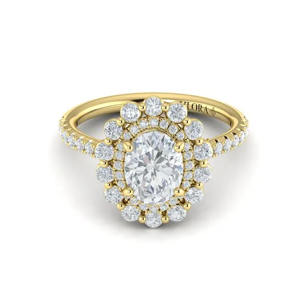 Floral Double Halo Oval Engagement Ring Image 2 James & Williams Jewelers Berwyn, IL