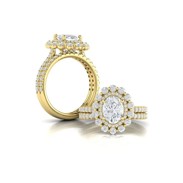 Floral Double Halo Oval Engagement Ring Image 4 James & Williams Jewelers Berwyn, IL