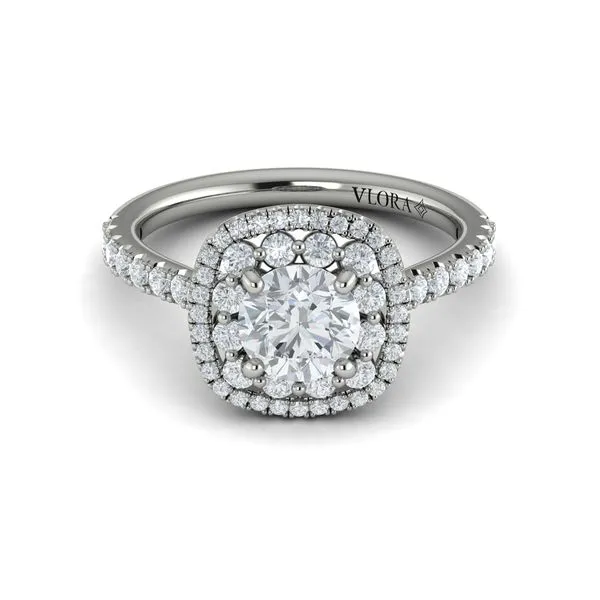 Double Euro Halo Round Engagement Ring Image 2 James & Williams Jewelers Berwyn, IL