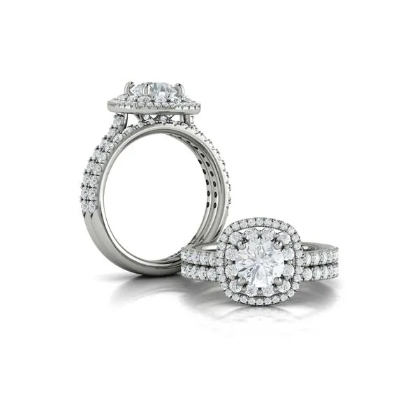 Double Euro Halo Round Engagement Ring Image 4 James & Williams Jewelers Berwyn, IL