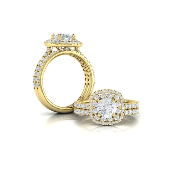 Double Euro Halo Round Engagement Ring Image 4 James & Williams Jewelers Berwyn, IL