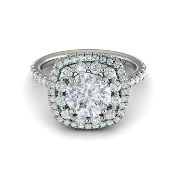 Double Euro Halo Round Engagement Ring Image 2 James & Williams Jewelers Berwyn, IL