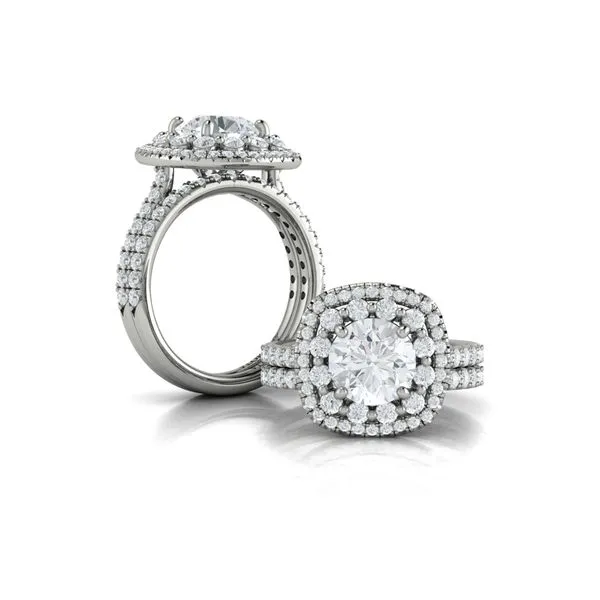 Double Euro Halo Round Engagement Ring Image 4 James & Williams Jewelers Berwyn, IL