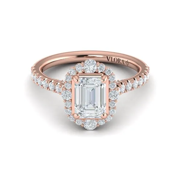 Cathedral Arch Halo Emerald Cut Engagement Ring Image 2 James & Williams Jewelers Berwyn, IL