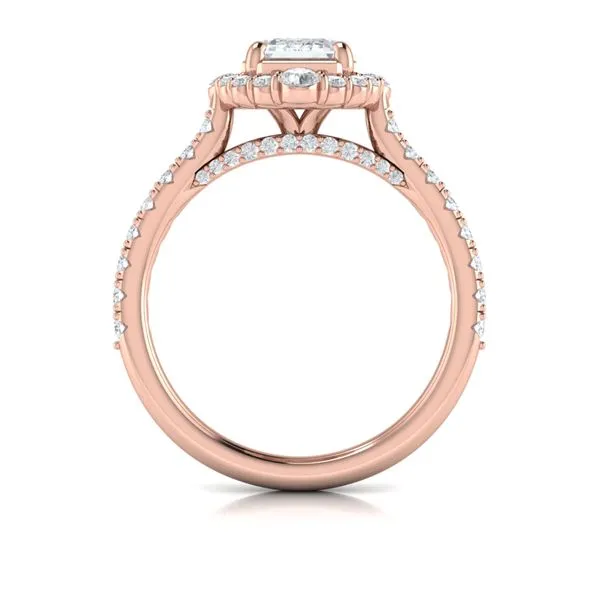 Cathedral Arch Halo Emerald Cut Engagement Ring Image 3 James & Williams Jewelers Berwyn, IL