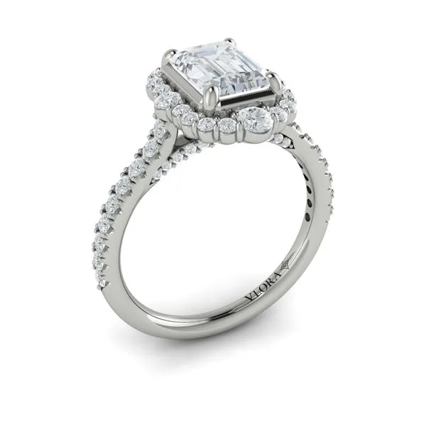 Cathedral Arch Halo Emerald Cut Engagement Ring James & Williams Jewelers Berwyn, IL