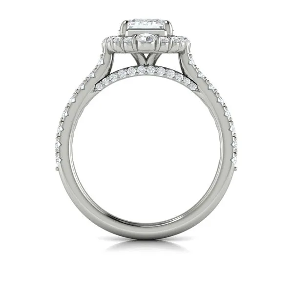 Cathedral Arch Halo Emerald Cut Engagement Ring Image 3 James & Williams Jewelers Berwyn, IL