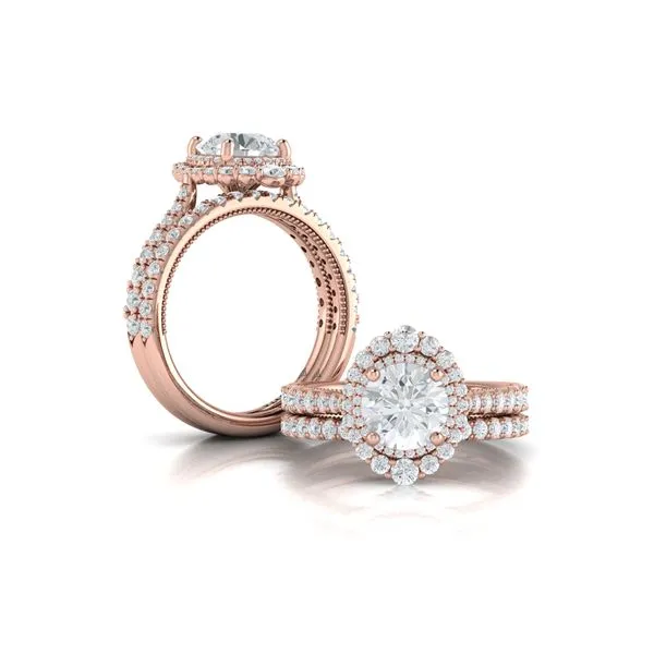 Cathedral Arch Double Halo Round Engagement Ring Image 4 James & Williams Jewelers Berwyn, IL