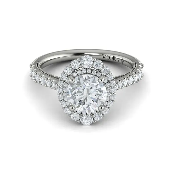 Cathedral Arch Double Halo Round Engagement Ring Image 2 James & Williams Jewelers Berwyn, IL