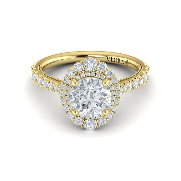 Cathedral Arch Double Halo Round Engagement Ring Image 2 James & Williams Jewelers Berwyn, IL