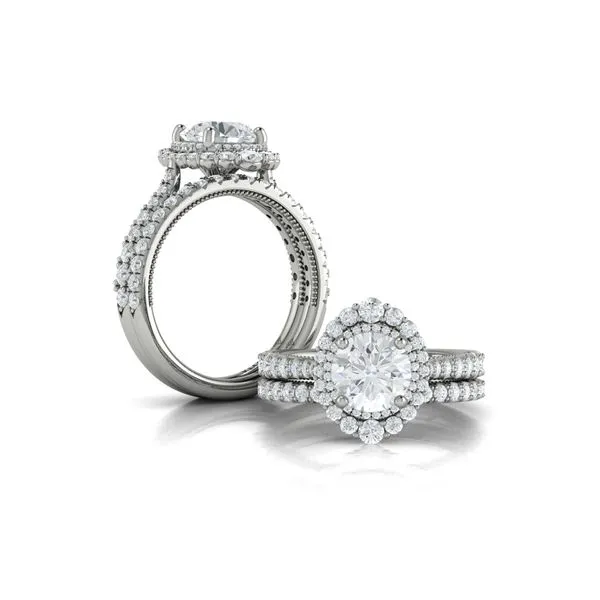 Cathedral Arch Double Halo Round Engagement Ring Image 4 James & Williams Jewelers Berwyn, IL