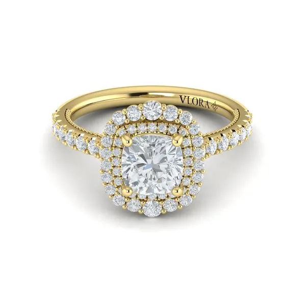 Cathedral Arch Double Halo Cushion Engagement Ring Image 2 James & Williams Jewelers Berwyn, IL